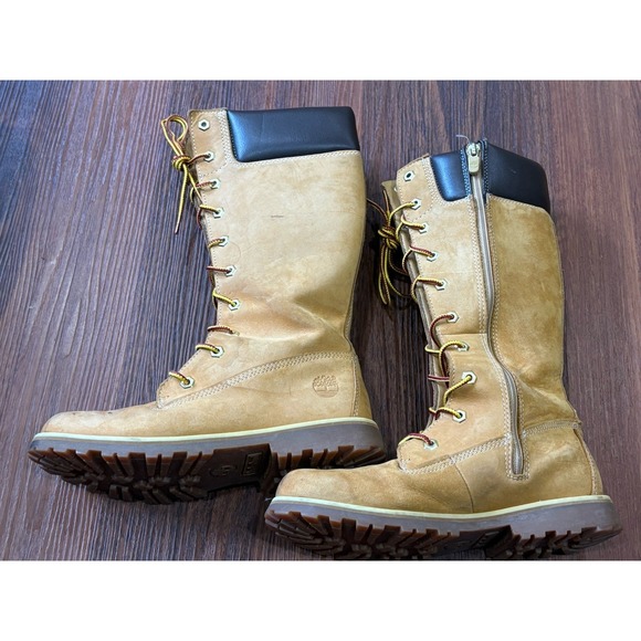 Timberland Tall Boots Girls Women's Size 4.5 Trail Wheat Nubuck Boots 83980 - Picture 3 of 13